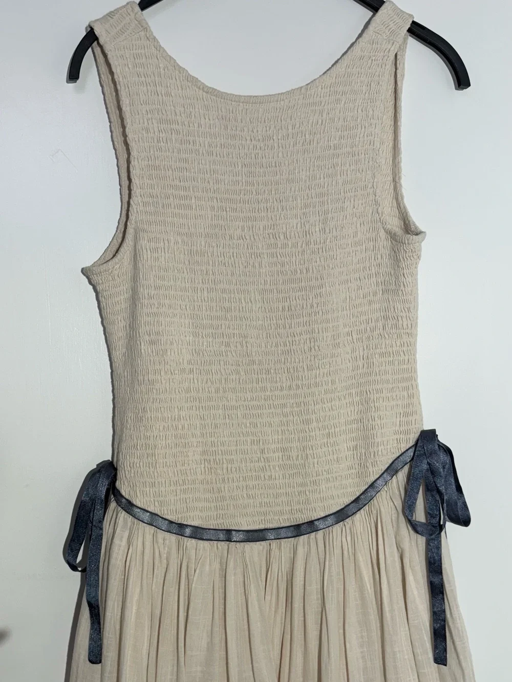 NWOT Free People Nightingale Solid Midi Dress with Navy Tie - Picture 8 of 13